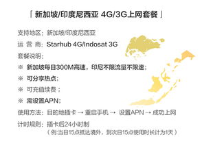 新加坡印尼通用上网卡 5天7天不限流量，3G/4G网络畅享无阻